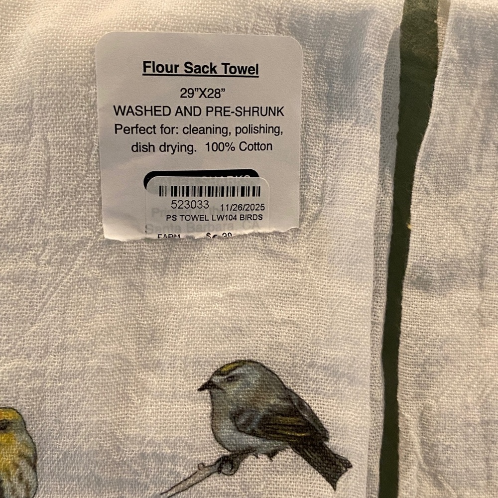 Set of Bird & Owl Print Flour Sack/Tea Towels, perfect for nature lovers - Picture 4 of 5